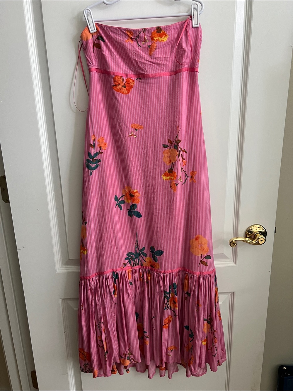 Free People Pink Strapless Floral Maxi Dress
